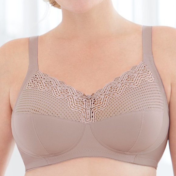 Set of 3! 50G Plus-Size Glamorise COMFORT LIFT Wireless Bra SOFT-LACE Taupe NEW - Picture 4 of 14